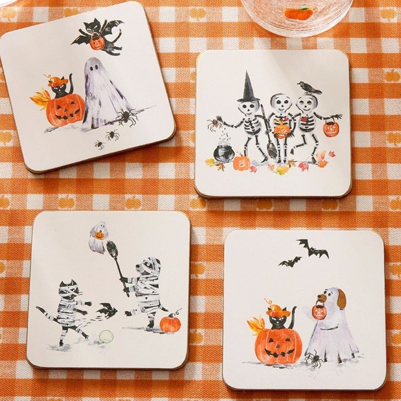 🎃 NWT Doug and Friends Halloween Coaster Set by Pottery Barn - Picture 3 of 6